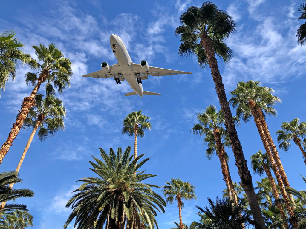 Airplane flying overhead. Aviation specialties